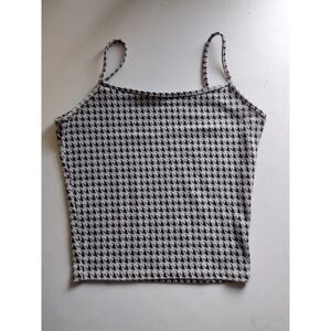 Haley & Jane Houndstooth Crop Top Black & White Spaghetti Strap‎ Medium